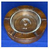 6.5" Wood/Glass Ashtray