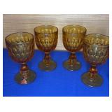 Fenton Amber Colonial Thumbprint Water Goblets 6.5