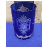 Cut to Clear Cobalt Blue Lowball/Juice Glass 3-1/2