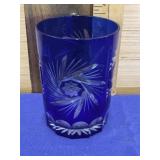 Cut to Clear Cobalt Blue Lowball/Juice Glass 3-1/2