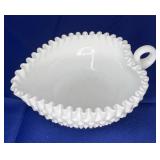 Milk Glass Hobnail Heart Shaped Nappy Dish 6x7
