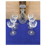 Glass decanter & 6 cordial Glasses