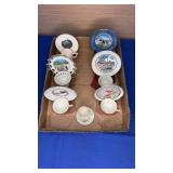 Flat lot miniature Souvenir Cups Saucers and stand