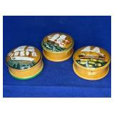 3 Small Wood Trinket Boxes 2.5"