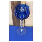 Cut to Clear Cobalt Blue Crystal Wine Glass 7.75"