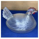 Indiana Glass Clear Hen on Nest 7"
