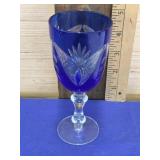 Cut to Clear Cobalt Blue Cordial Glass 5-1/4