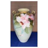 10" Nippon Double Handle Hand Painted Vase