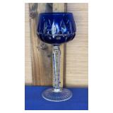 Cut to Clear Cobalt Blue Crystal Wine Glass 7.75"