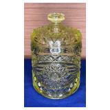 Indiana Glass Hobstar Yellow Glass Covered Dish 6"
