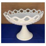 Imperial Glass Milk Glass Diamond Cut Lace Edge