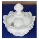 Fenton Milk Glass Hobnail Condiment Jar 3.5"