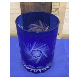 Cut to Clear Cobalt Blue Lowball/Juice Glass 3-1/2