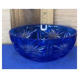 Cut to Clear Cobalt Blue Crystal Bowl 5"