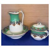 Porcelain Pitcher/Bowl, Chamber Pot note damage