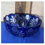Cut to Clear Cobalt Blue Crystal Bowl 8" see note