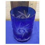Cut to Clear Cobalt Blue Lowball/Juice Glass 3-1/2