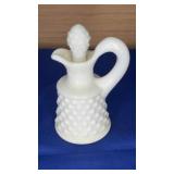 Fenton Milk Glass Hobnail Cruet 4.75" note discolo