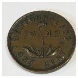 1942 Newfoundland One Cent Coin 1942 Newfoundland One Cent Coin