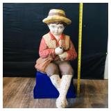 Vintage Boy Fishing Concrete Lawn Ornament Vintage Boy Fishing Concrete Lawn Ornament