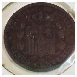 1877 Spain 5 Centimos Coin 1877 Spain 5 Centimos Coin