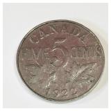1922 Canadian 5 Cent Coin 1922 Canadian 5 Cent Coin