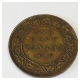 1919 Canadian One Cent Coin 1919 Canadian One Cent Coin