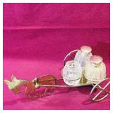 Metal Carriage Salt & Pepper Shaker Holder Metal Carriage Salt & Pepper Shaker Holder