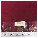 1934, 35 & 36 US Lincoln One Cent Coins