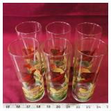 Set Of 6 Vintage Wildlife Turkey Glasses