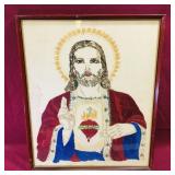 Framed Religious Stitch Art Picture (Vintage)