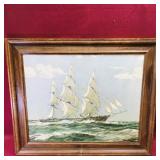 Framed Nautical Art Print (Vintage)
