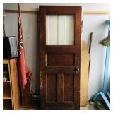 Antique Wooden Door With Glass Pane Window