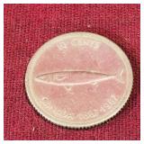 Silver 1967 Canadian 10 Cent Coin