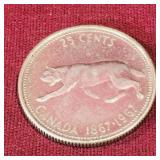 Silver 1967 Canadian 25 Cent Coin
