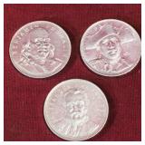 Lot Of 3 Shell Famous Facts & Faces Game Tokens