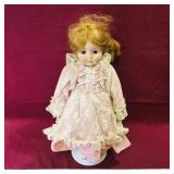 1935 Mann Handmade Porcelain Doll #383 & Stand
