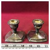 Pair Of Vintage E.P. Lead Candleholders