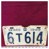 1949 Ontario License Plate