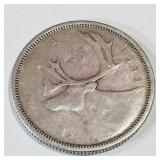 Silver 1956 Canadian 25 Cent Coin