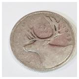 Silver 1949 Canadian 25 Cent Coin