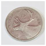 Silver 1952 Canadian 25 Cent Coin