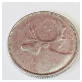 Silver 1962 Canadian 25 Cent Coin