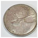 Silver 1966 Canadian 25 Cent Coin