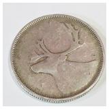 Silver 1954 Canadian 25 Cent Coin