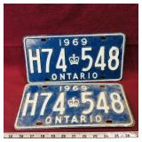 Matching 1969 Ontario License Plates