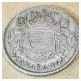 Silver 1946 Canadian 50 Cent Coin Silver 1946 Canadian 50 Cent Coin