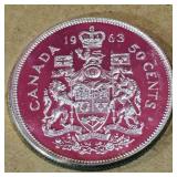 Silver 1963 Canadian 50 Cent Coin Silver 1963 Canadian 50 Cent Coin