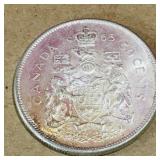 Silver 1965 Canadian 50 Cent Coin Silver 1965 Canadian 50 Cent Coin
