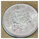 Silver 1960 Canadian 50 Cent Coin Silver 1960 Canadian 50 Cent Coin